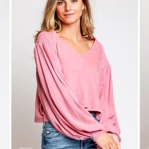 NWT Free People Kathy Tee in Blush. Size Large